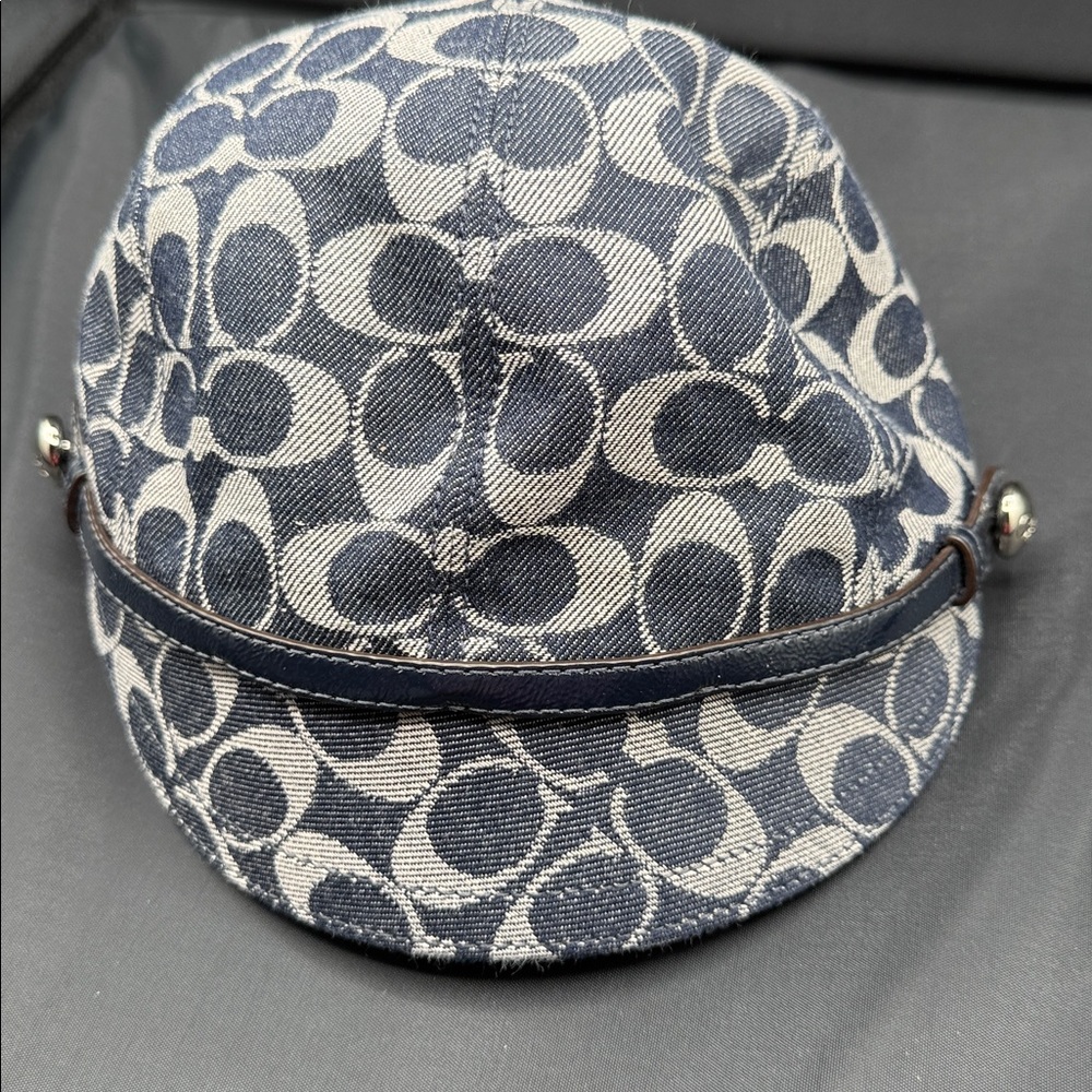 Coach vintage denim Navy Blue Hat with silver hardware - Picture 2 of 9